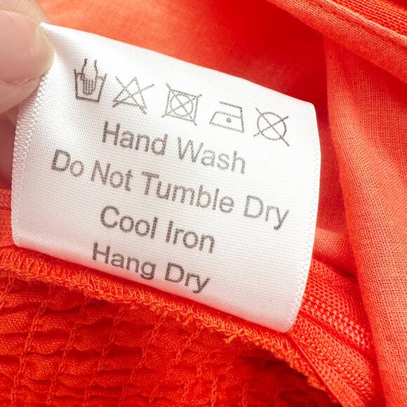 O.P.T Off The Shoulder Puff Sleeve Viscose Flax Crop Top in Orange Size M NEW - Picture 6 of 8